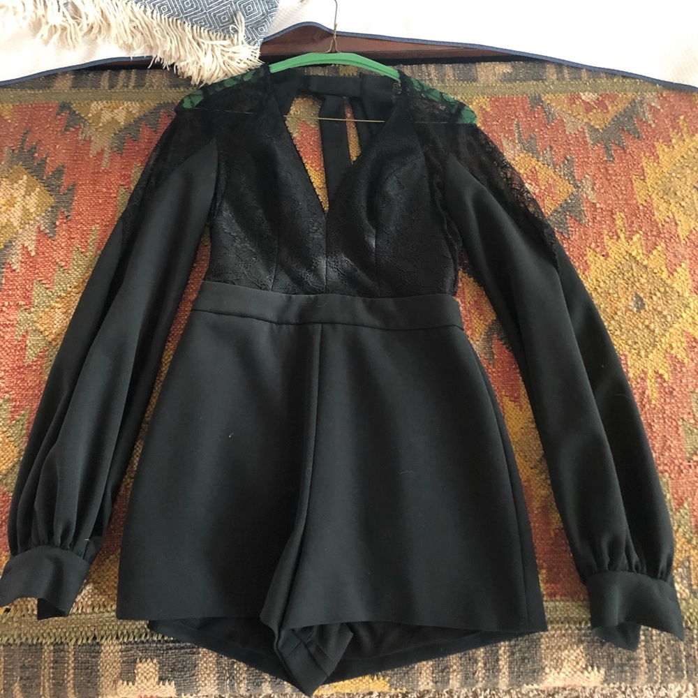 Alexis Black Lace/Crepe Romper XS